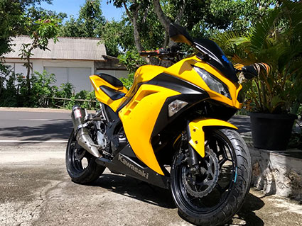 Rent motorbike Bali. Kawasaki 250cc on getbike.io info